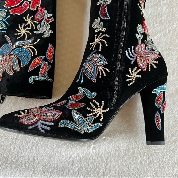 YSL SAINT LAURENT AUTHENTIC FULLY BEADED VELVET KNEE HIGH BOOTS SIZE 7.5 NEW!! - Picture 9 of 15